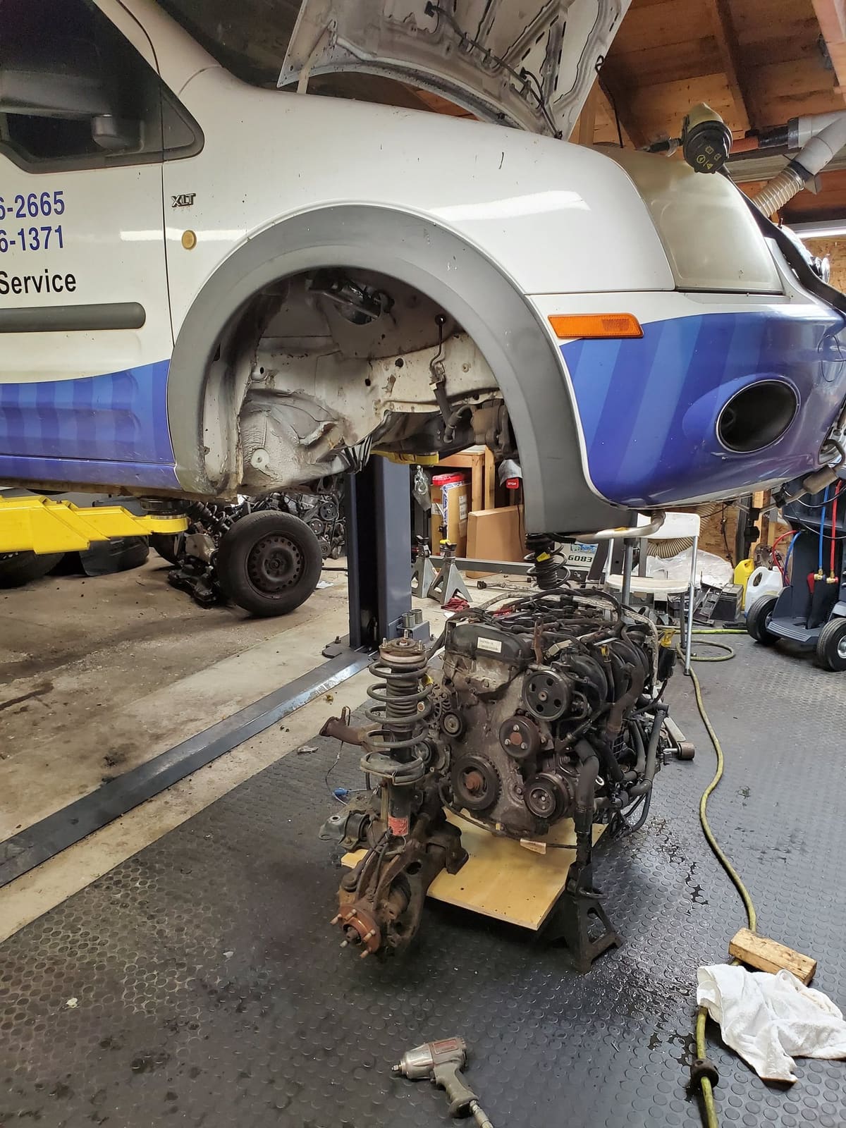 Steering and suspension repair in progress